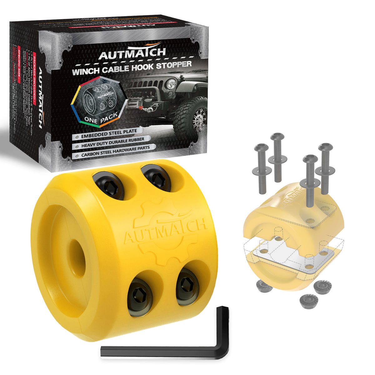 AUTMATCH Winch Cable Hook Stopper (1 Pack) Silicone Rubber Shock