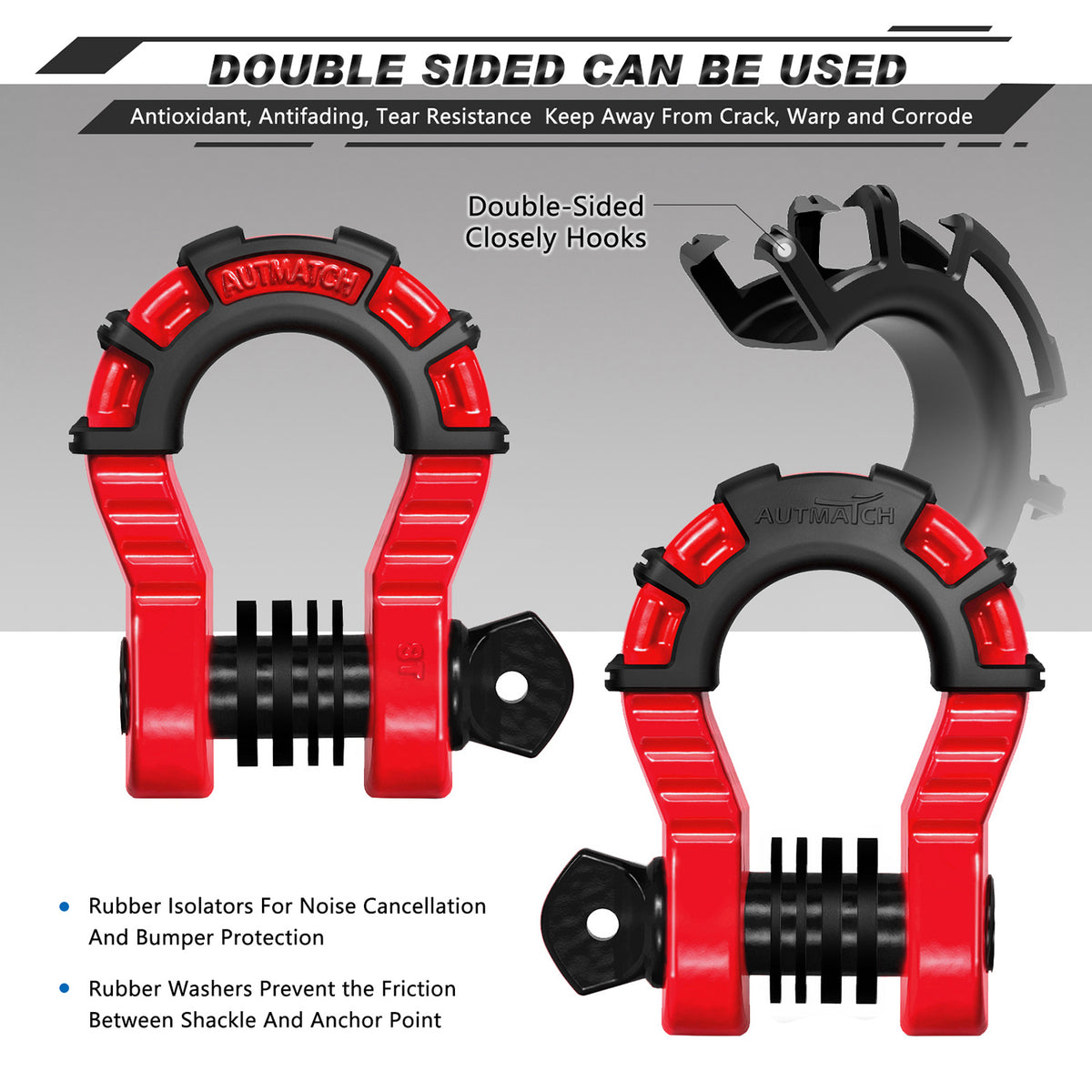 AUTMATCH 3/4" D Ring Mega Shackles with 7/8" Screw Pin and Shackle