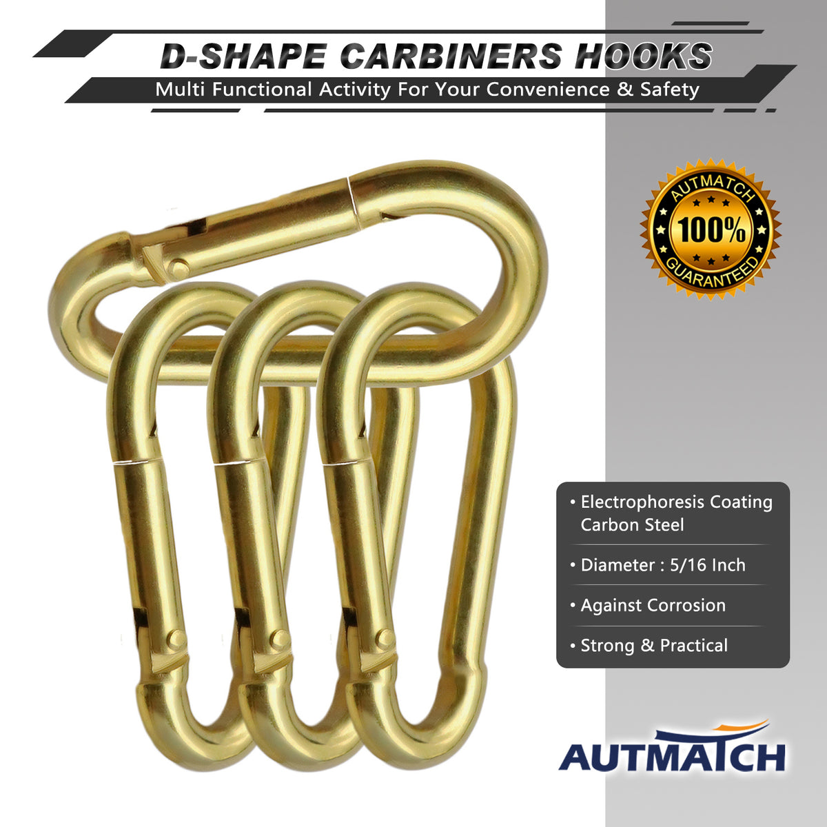 HangSome Gold D-Ring Carabiner Clips