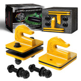 AUTMATCH Tractor Bucket Grab Hook 3/8" (2 Pack), Grade 70 Forged Steel Bolt On Grab Hook Tow Hook Mount with Backer Plate & Rubber Pads, Max 18,000Lbs Work for Loader, Tractor Bucket, Truck, Yellow