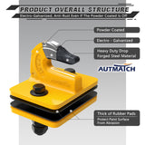 AUTMATCH Tractor Bucket Grab Hook 3/8" (2 Pack), Grade 70 Forged Steel Bolt On Grab Hook Tow Hook Mount with Backer Plate & Rubber Pads, Max 18,000Lbs Work for Loader, Tractor Bucket, Truck, Yellow
