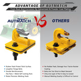 AUTMATCH Tractor Bucket Grab Hook 3/8" (2 Pack), Grade 70 Forged Steel Bolt On Grab Hook Tow Hook Mount with Backer Plate & Rubber Pads, Max 18,000Lbs Work for Loader, Tractor Bucket, Truck, Yellow