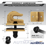 AUTMATCH Tractor Bucket Grab Hook 3/8" (2 Pack), Grade 70 Forged Steel Bolt On Grab Hook Tow Hook Mount with Backer Plate & Rubber Pads, Max 18,000Lbs Work for Loader, Tractor Bucket, Truck, Gold