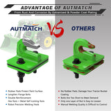 AUTMATCH Tractor Bucket Grab Hook 3/8" (2 Pack), Grade 70 Forged Steel Bolt On Grab Hook Tow Hook Mount with Backer Plate & Rubber Pads, Max 18,000Lbs Work for Loader, Tractor Bucket, Truck, Green