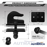 AUTMATCH Tractor Bucket Grab Hook 3/8" (2 Pack), Grade 70 Forged Steel Bolt On Grab Hook Tow Hook Mount with Backer Plate & Rubber Pads, Max 18,000Lbs Work for Loader, Tractor Bucket, Truck, Matte Black