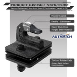 AUTMATCH Tractor Bucket Grab Hook 3/8" (2 Pack), Grade 70 Forged Steel Bolt On Grab Hook Tow Hook Mount with Backer Plate & Rubber Pads, Max 18,000Lbs Work for Loader, Tractor Bucket, Truck, Grainstone