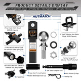 AUTMATCH Trailer Hitch Ball Mount with 2 Inch Hitch Ball - Fits 2" Receiver and 2-Inch Drop Tow Hitch, 8000Lbs Capacity Ball Hitch, Hitch Tightener with 5/8" Anti-Theft Hitch Lock Pin