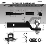 AUTMATCH Trailer Hitch Ball Mount with 2 Inch Hitch Ball - Fits 2" Receiver with Hitch Tightener, 8000Lbs Capacity Ball Hitch, 2-Inch Drop with 5/8" Hitch Lock Pin, Black