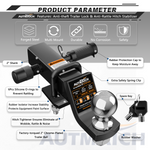 AUTMATCH Trailer Hitch Ball Mount with 2 Inch Hitch Ball - Fits 2" Receiver with Hitch Tightener, 8000Lbs Capacity Ball Hitch, 2-Inch Drop with 5/8" Hitch Lock Pin, Black