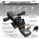 AUTMATCH Trailer Hitch Ball Mount with 2 Inch Hitch Ball - Fits 2" Receiver with Hitch Tightener, 8000Lbs Capacity Ball Hitch, 2-Inch Drop with 5/8" Hitch Lock Pin, Black