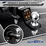 AUTMATCH Trailer Hitch Ball Mount with 2 Inch Hitch Ball - Fits 2" Receiver with Hitch Tightener, 8000Lbs Capacity Ball Hitch, 2-Inch Drop with 5/8" Hitch Lock Pin, Black