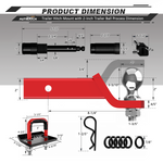 AUTMATCH Trailer Hitch Ball Mount with 2 Inch Hitch Ball - Fits 2" Receiver with Hitch Tightener, 8000Lbs Capacity Ball Hitch, 2-Inch Drop with 5/8" Hitch Lock Pin, Red