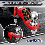 AUTMATCH Trailer Hitch Ball Mount with 2 Inch Hitch Ball - Fits 2" Receiver with Hitch Tightener, 8000Lbs Capacity Ball Hitch, 2-Inch Drop with 5/8" Hitch Lock Pin, Red