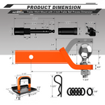 AUTMATCH Trailer Hitch Ball Mount with 2 Inch Hitch Ball - Fits 2" Receiver with Hitch Tightener, 8000Lbs Capacity Ball Hitch, 2-Inch Drop with 5/8" Hitch Lock Pin, Orange