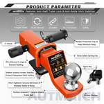 AUTMATCH Trailer Hitch Ball Mount with 2 Inch Hitch Ball - Fits 2" Receiver with Hitch Tightener, 8000Lbs Capacity Ball Hitch, 2-Inch Drop with 5/8" Hitch Lock Pin, Orange