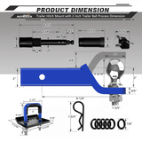 AUTMATCH Trailer Hitch Ball Mount with 2 Inch Hitch Ball - Fits 2" Receiver with Hitch Tightener, 8000Lbs Capacity Ball Hitch, 2-Inch Drop with 5/8" Hitch Lock Pin, Blue