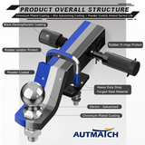 AUTMATCH Trailer Hitch Ball Mount with 2 Inch Hitch Ball - Fits 2" Receiver with Hitch Tightener, 8000Lbs Capacity Ball Hitch, 2-Inch Drop with 5/8" Hitch Lock Pin, Blue