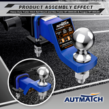 AUTMATCH Trailer Hitch Ball Mount with 2 Inch Hitch Ball - Fits 2" Receiver with Hitch Tightener, 8000Lbs Capacity Ball Hitch, 2-Inch Drop with 5/8" Hitch Lock Pin, Blue