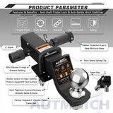 AUTMATCH Trailer Hitch Ball Mount with 2 Inch Hitch Ball - Fits 2" Receiver with Hitch Tightener, 8000Lbs Capacity Ball Hitch, 2-Inch Drop with 5/8" Hitch Lock Pin,Frosted Black