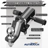 AUTMATCH Trailer Hitch Ball Mount with 2 Inch Hitch Ball - Fits 2" Receiver with Hitch Tightener, 8000Lbs Capacity Ball Hitch, 2-Inch Drop with 5/8" Hitch Lock Pin,Frosted Black