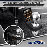 AUTMATCH Trailer Hitch Ball Mount with 2 Inch Hitch Ball - Fits 2" Receiver with Hitch Tightener, 8000Lbs Capacity Ball Hitch, 2-Inch Drop with 5/8" Hitch Lock Pin,Frosted Black