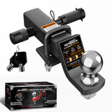 AUTMATCH Trailer Hitch Ball Mount with 2 Inch Hitch Ball - Fits 2" Receiver with Hitch Tightener, 8000Lbs Capacity Ball Hitch, 2-Inch Drop with 5/8" Hitch Lock Pin,Gunmetal Gray