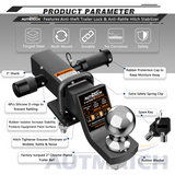 AUTMATCH Trailer Hitch Ball Mount with 2 Inch Hitch Ball - Fits 2" Receiver with Hitch Tightener, 8000Lbs Capacity Ball Hitch, 2-Inch Drop with 5/8" Hitch Lock Pin,Gunmetal Gray