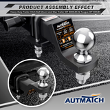 AUTMATCH Trailer Hitch Ball Mount with 2 Inch Hitch Ball - Fits 2" Receiver with Hitch Tightener, 8000Lbs Capacity Ball Hitch, 2-Inch Drop with 5/8" Hitch Lock Pin,Gunmetal Gray