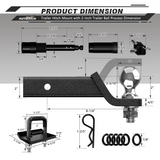 AUTMATCH Trailer Hitch Ball Mount with 2 Inch Hitch Ball - Fits 2" Receiver with Hitch Tightener, 8000Lbs Capacity Ball Hitch, 2-Inch Drop with 5/8" Hitch Lock Pin,Grainstone