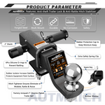 AUTMATCH Trailer Hitch Ball Mount with 2 Inch Hitch Ball - Fits 2" Receiver with Hitch Tightener, 8000Lbs Capacity Ball Hitch, 2-Inch Drop with 5/8" Hitch Lock Pin,Grainstone