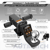 AUTMATCH Trailer Hitch Ball Mount with 2 Inch Hitch Ball - Fits 2" Receiver with Hitch Tightener, 8000Lbs Capacity Ball Hitch, 2-Inch Drop with 5/8" Hitch Lock Pin,Grainstone