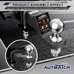 AUTMATCH Trailer Hitch Ball Mount with 2 Inch Hitch Ball - Fits 2" Receiver with Hitch Tightener, 8000Lbs Capacity Ball Hitch, 2-Inch Drop with 5/8" Hitch Lock Pin,Grainstone
