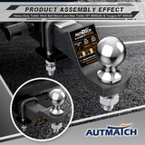 AUTMATCH Trailer Hitch Ball Mount with 2 Inch Hitch Ball - Fits 2" Receiver with Hitch Tightener, 8000Lbs Capacity Ball Hitch, 2-Inch Drop with 5/8" Hitch Lock Pin,Grainstone