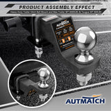 AUTMATCH Trailer Hitch Ball Mount with 2 Inch Hitch Ball - Fits 2" Receiver with Hitch Tightener, 8000Lbs Capacity Ball Hitch, 2-Inch Drop with 5/8" Hitch Lock Pin,Grainstone
