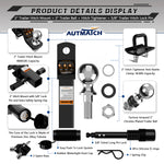 AUTMATCH Trailer Hitch Ball Mount with 2 Inch Hitch Ball - Fits 2" Receiver with Hitch Tightener, 8000Lbs Capacity Ball Hitch, 2-Inch Drop with 5/8" Hitch Lock Pin,Matte Black