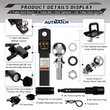 AUTMATCH Trailer Hitch Ball Mount with 2 Inch Hitch Ball - Fits 2" Receiver with Hitch Tightener, 8000Lbs Capacity Ball Hitch, 2-Inch Drop with 5/8" Hitch Lock Pin,Matte Black