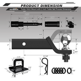 AUTMATCH Trailer Hitch Ball Mount with 2 Inch Hitch Ball - Fits 2" Receiver with Hitch Tightener, 8000Lbs Capacity Ball Hitch, 2-Inch Drop with 5/8" Hitch Lock Pin,Matte Black