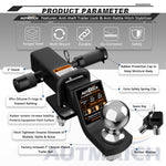 AUTMATCH Trailer Hitch Ball Mount with 2 Inch Hitch Ball - Fits 2" Receiver with Hitch Tightener, 8000Lbs Capacity Ball Hitch, 2-Inch Drop with 5/8" Hitch Lock Pin,Matte Black
