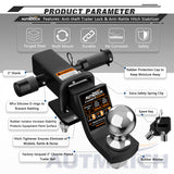 AUTMATCH Trailer Hitch Ball Mount with 2 Inch Hitch Ball - Fits 2" Receiver with Hitch Tightener, 8000Lbs Capacity Ball Hitch, 2-Inch Drop with 5/8" Hitch Lock Pin,Matte Black