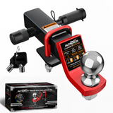 AUTMATCH Trailer Hitch Ball Mount with 2 Inch Hitch Ball - Fits 2" Receiver with Hitch Tightener, 8000Lbs Capacity Ball Hitch, 2-Inch Drop with 5/8" Hitch Lock Pin,Red & Black