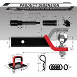 AUTMATCH Trailer Hitch Ball Mount with 2 Inch Hitch Ball - Fits 2" Receiver with Hitch Tightener, 8000Lbs Capacity Ball Hitch, 2-Inch Drop with 5/8" Hitch Lock Pin,Red & Black