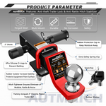 AUTMATCH Trailer Hitch Ball Mount with 2 Inch Hitch Ball - Fits 2" Receiver with Hitch Tightener, 8000Lbs Capacity Ball Hitch, 2-Inch Drop with 5/8" Hitch Lock Pin,Red & Black