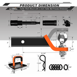 AUTMATCH Trailer Hitch Ball Mount with 2 Inch Hitch Ball - Fits 2" Receiver with Hitch Tightener, 8000Lbs Capacity Ball Hitch, 2-Inch Drop with 5/8" Hitch Lock Pin,Orange & Black