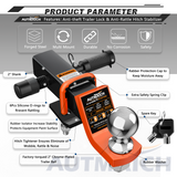 AUTMATCH Trailer Hitch Ball Mount with 2 Inch Hitch Ball - Fits 2" Receiver with Hitch Tightener, 8000Lbs Capacity Ball Hitch, 2-Inch Drop with 5/8" Hitch Lock Pin,Orange & Black