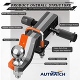 AUTMATCH Trailer Hitch Ball Mount with 2 Inch Hitch Ball - Fits 2" Receiver with Hitch Tightener, 8000Lbs Capacity Ball Hitch, 2-Inch Drop with 5/8" Hitch Lock Pin,Orange & Black