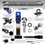 AUTMATCH Trailer Hitch Ball Mount with 2 Inch Hitch Ball - Fits 2" Receiver with Hitch Tightener, 8000Lbs Capacity Ball Hitch, 2-Inch Drop with 5/8" Hitch Lock Pin,Blue & Black