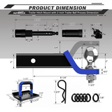 AUTMATCH Trailer Hitch Ball Mount with 2 Inch Hitch Ball - Fits 2" Receiver with Hitch Tightener, 8000Lbs Capacity Ball Hitch, 2-Inch Drop with 5/8" Hitch Lock Pin,Blue & Black