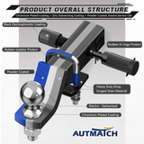 AUTMATCH Trailer Hitch Ball Mount with 2 Inch Hitch Ball - Fits 2" Receiver with Hitch Tightener, 8000Lbs Capacity Ball Hitch, 2-Inch Drop with 5/8" Hitch Lock Pin,Blue & Black