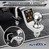 AUTMATCH Trailer Hitch Ball Mount with 2 Inch Hitch Ball - Fits 2" Receiver with Hitch Tightener, 8000Lbs Capacity Ball Hitch, 2-Inch Drop with 5/8" Hitch Lock Pin,White & Black