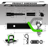 AUTMATCH Trailer Hitch Ball Mount with 2 Inch Hitch Ball - Fits 2" Receiver with Hitch Tightener, 8000Lbs Capacity Ball Hitch, 2-Inch Drop with 5/8" Hitch Lock Pin,Green & Black